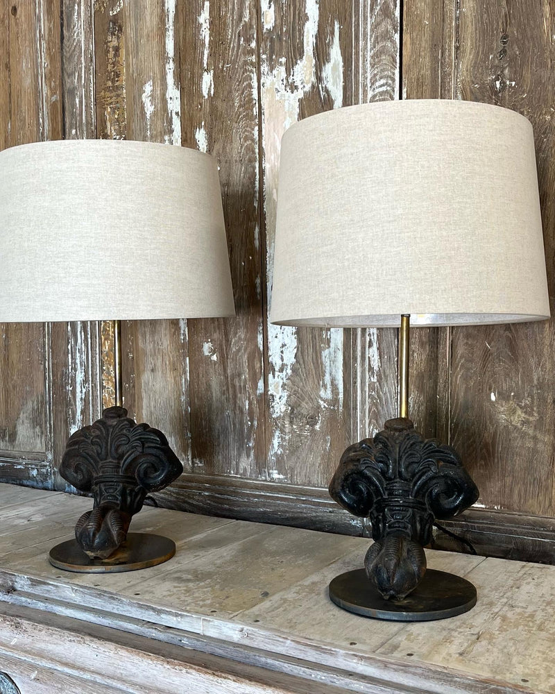 Pair of cast iron lamps