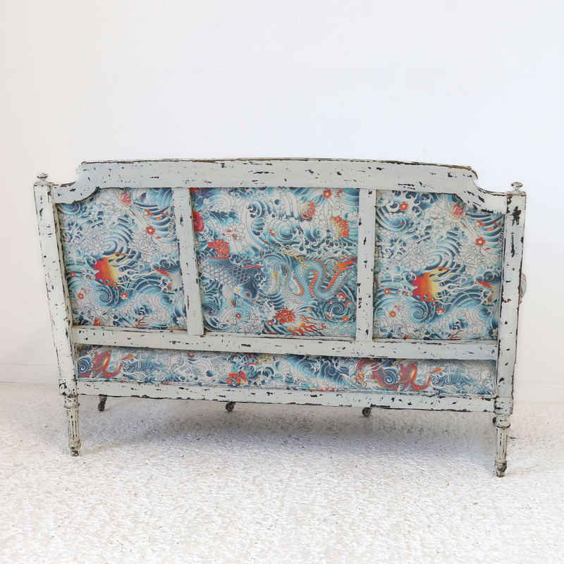 19th century French sofa with Jean Paul Gautier fabric