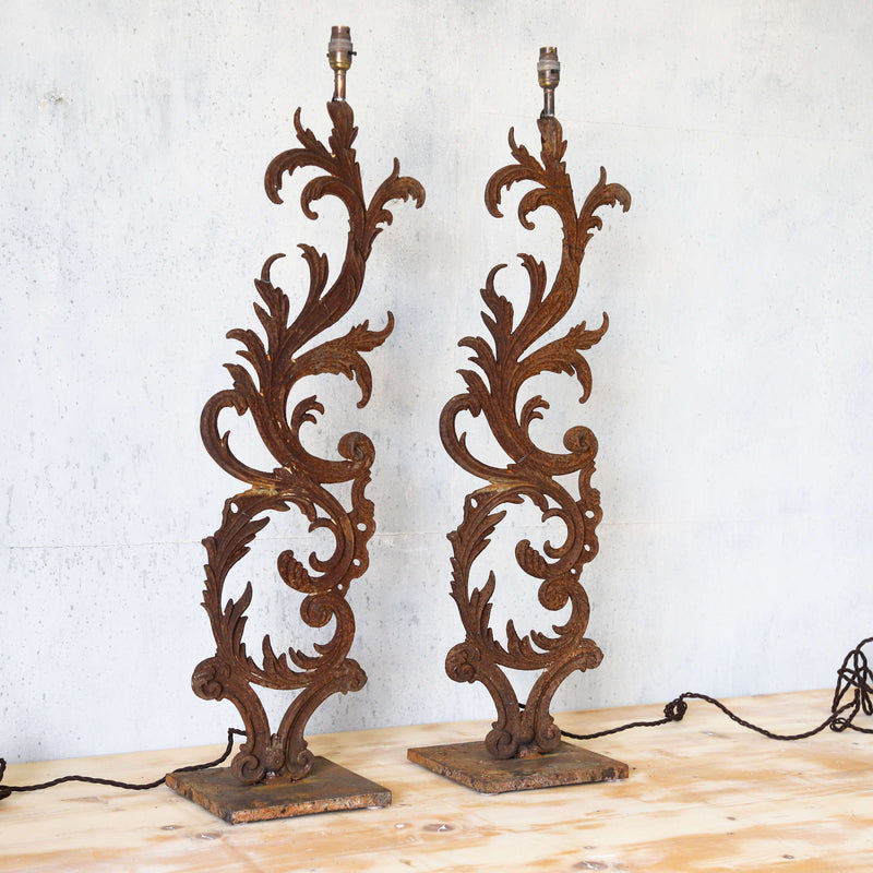 Pair of 19th century iron lamps