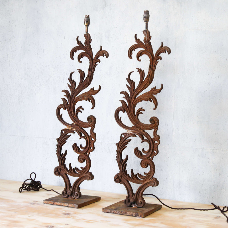Pair of 19th century iron lamps