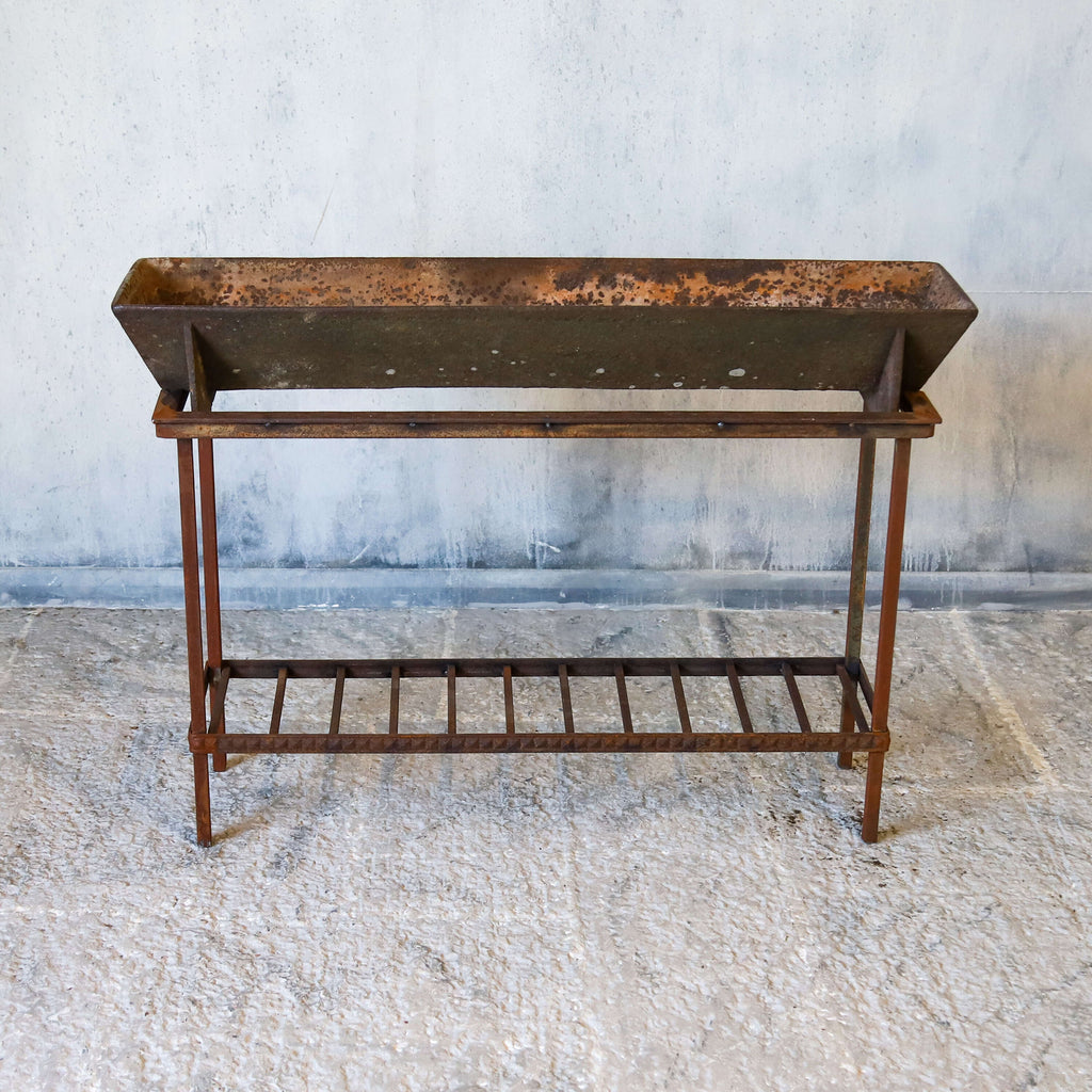 Bespoke blacksmith forged planter stand with trough