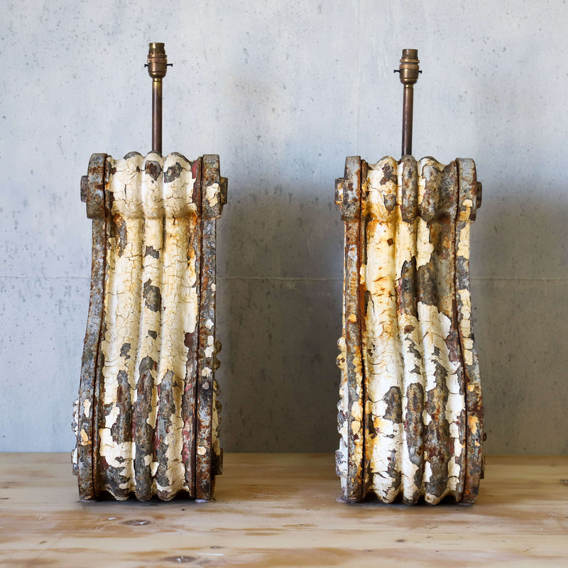 Pair of 19th century Dutch cast iron corbel table lamps