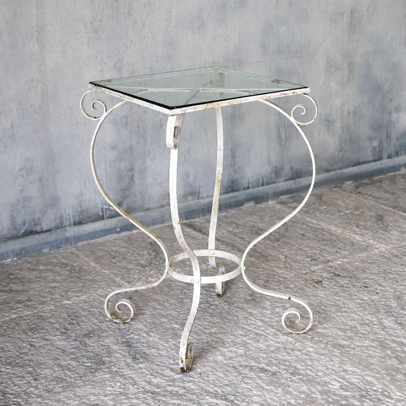 20th century wrought iron and glass table