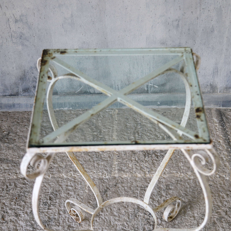 20th century wrought iron and glass table