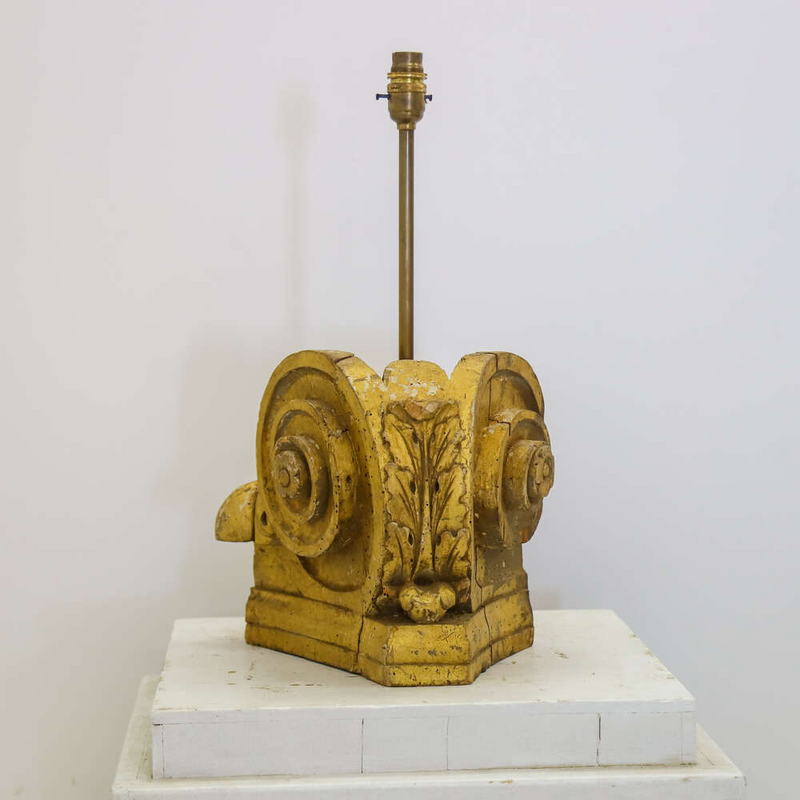 18th Century French Carved & Gilded Corbel converted into table lamp