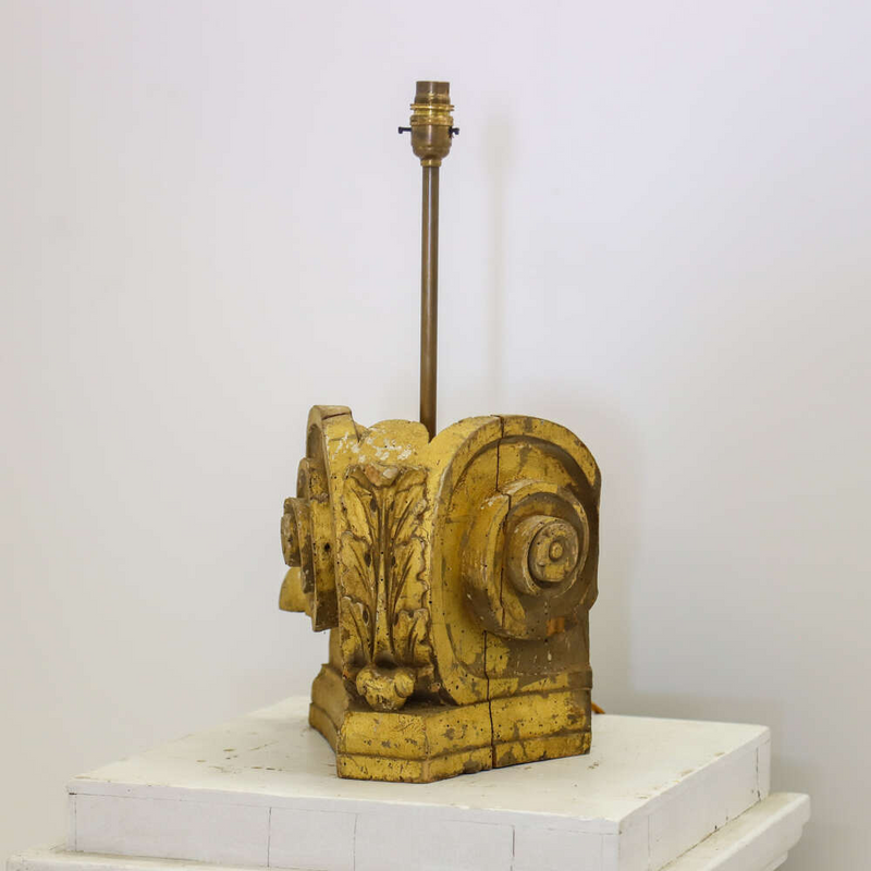 18th Century French Carved & Gilded Corbel converted into table lamp