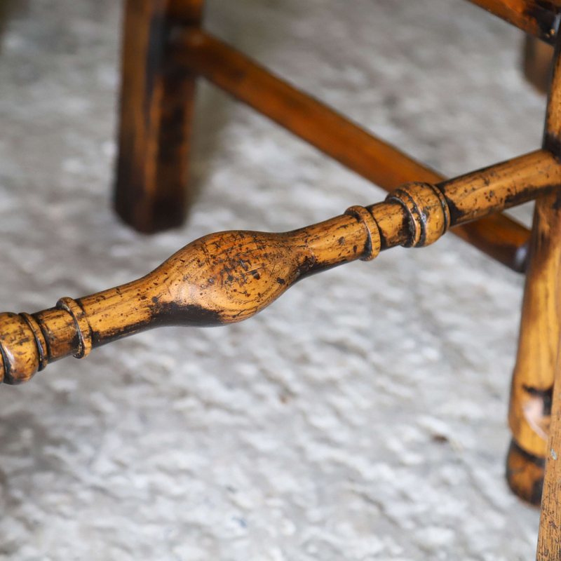 Set of six country ladder back chairs with rush seating