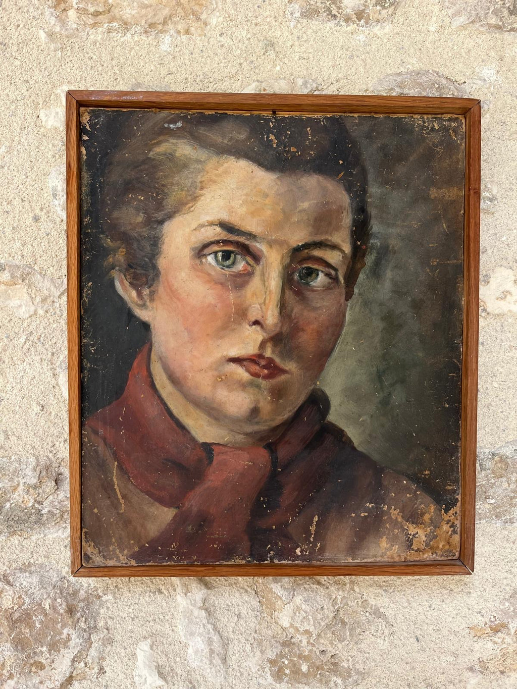 French portrait oil on board