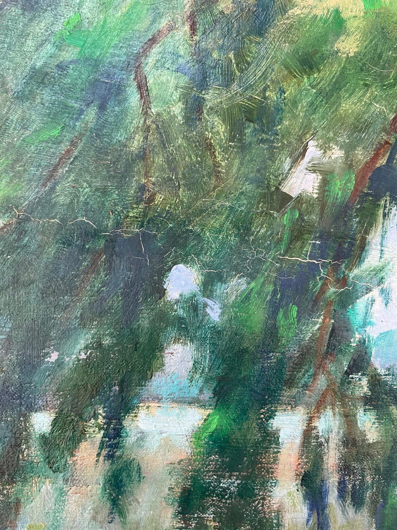 Signed Oil on canvas of camping scene
