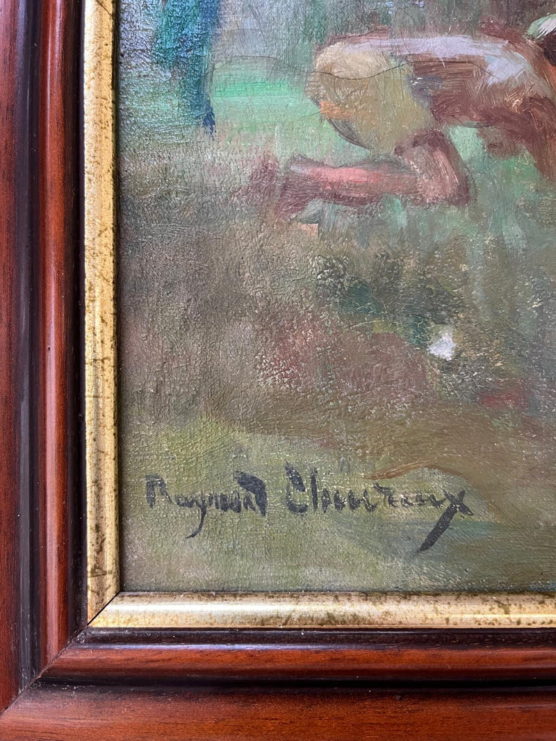 Signed Oil on canvas of camping scene