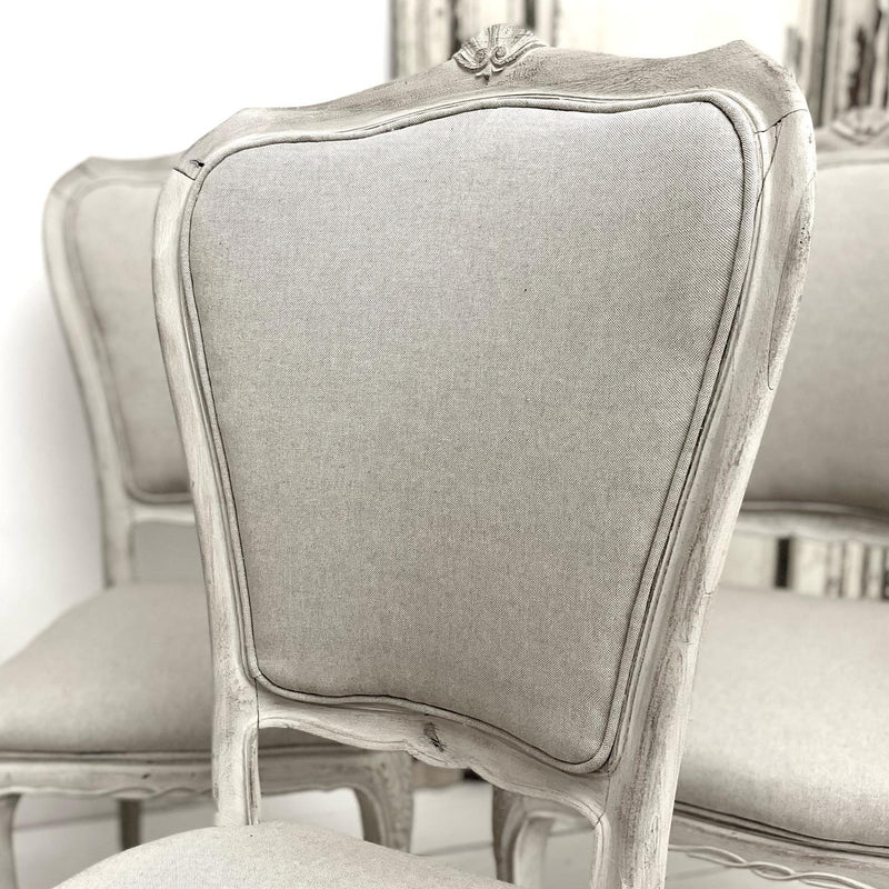 Set of six reupholstered Belle Époque dining chairs