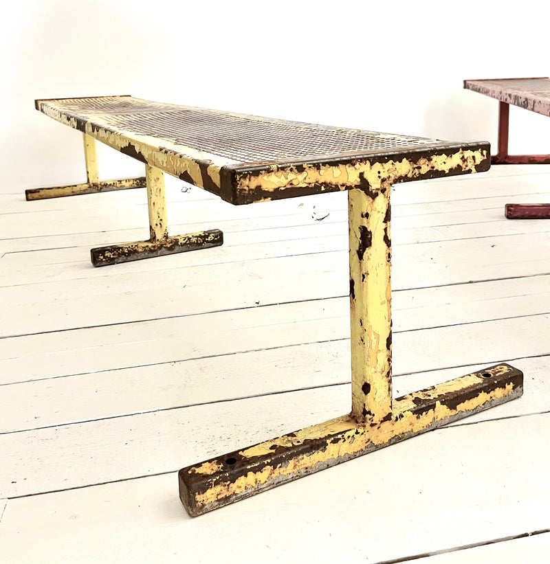 Pair of industrial metal benches