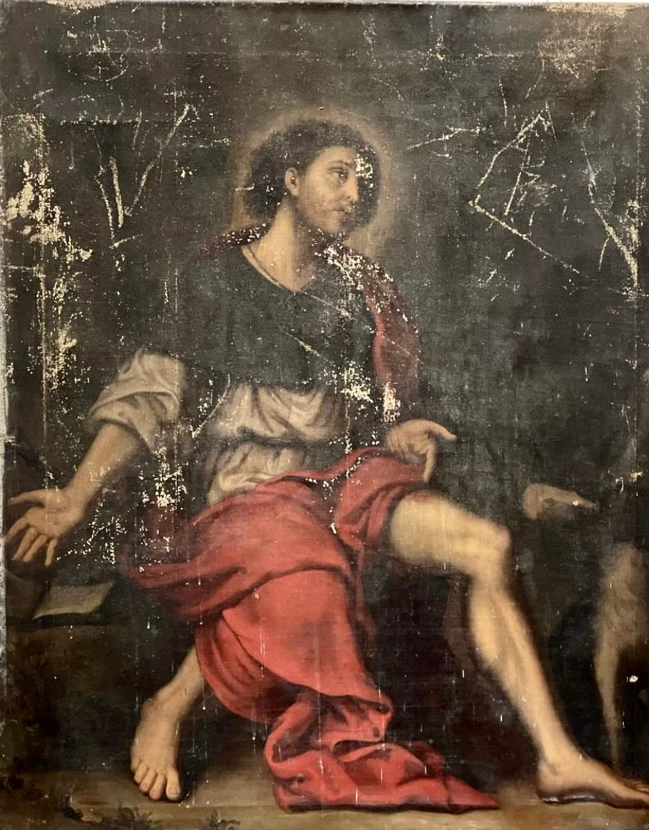 Oil painting of a saint