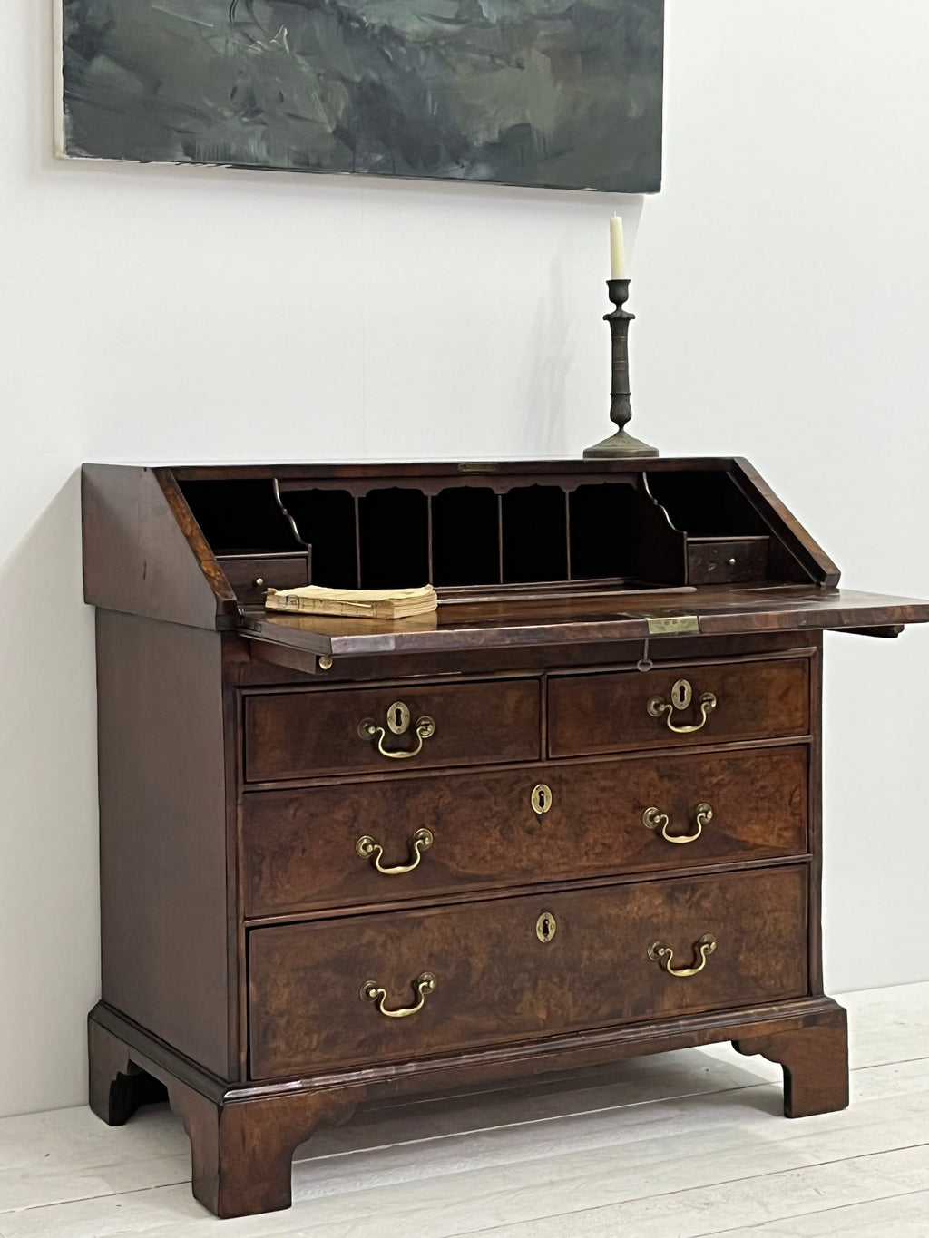 Georgian burr walnut bureau