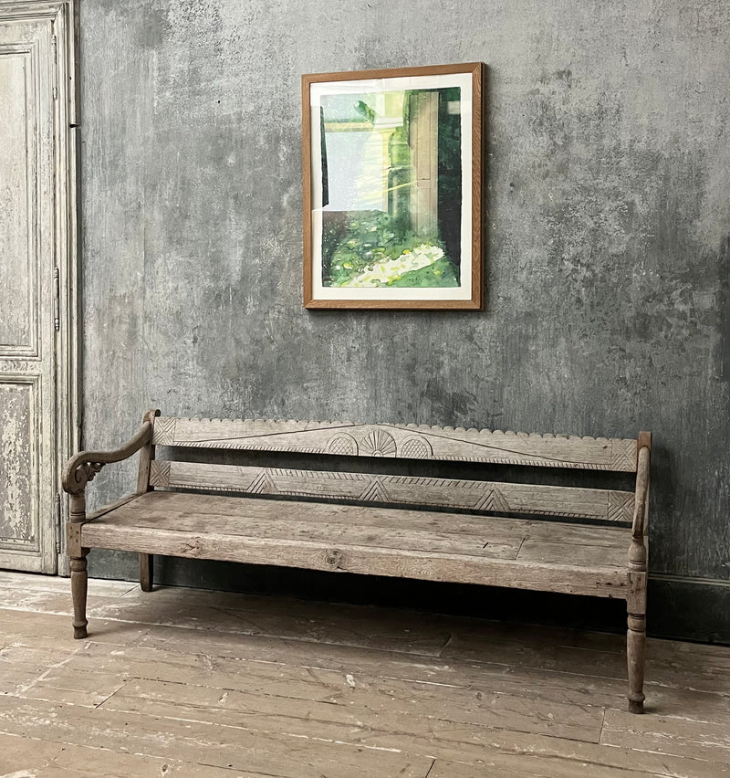 Carved Teak garden bench