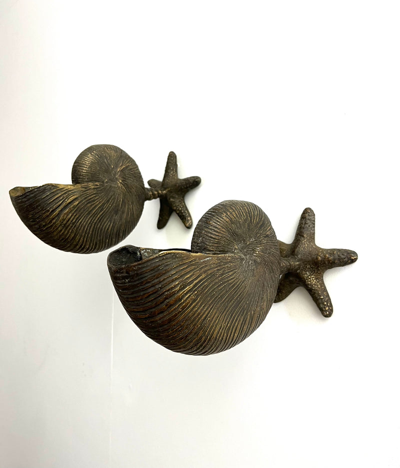 Pair of  Bronze Nautilus shell wall lights