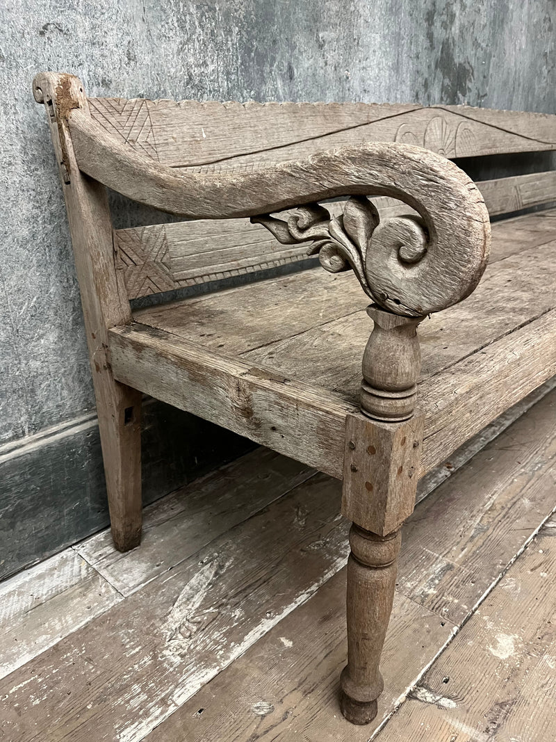 Carved Teak garden bench