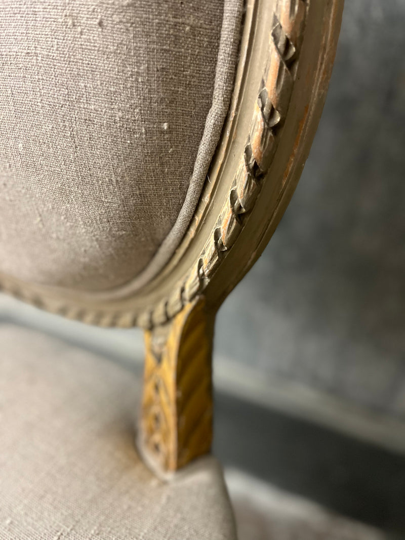 Pair of Louis XVI medallion back chairs