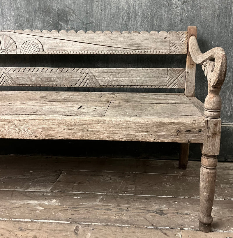 Carved Teak garden bench