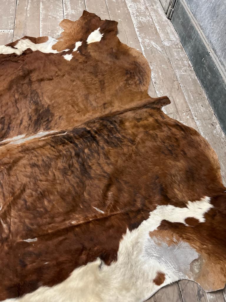Large Vintage Leather cowhide rug