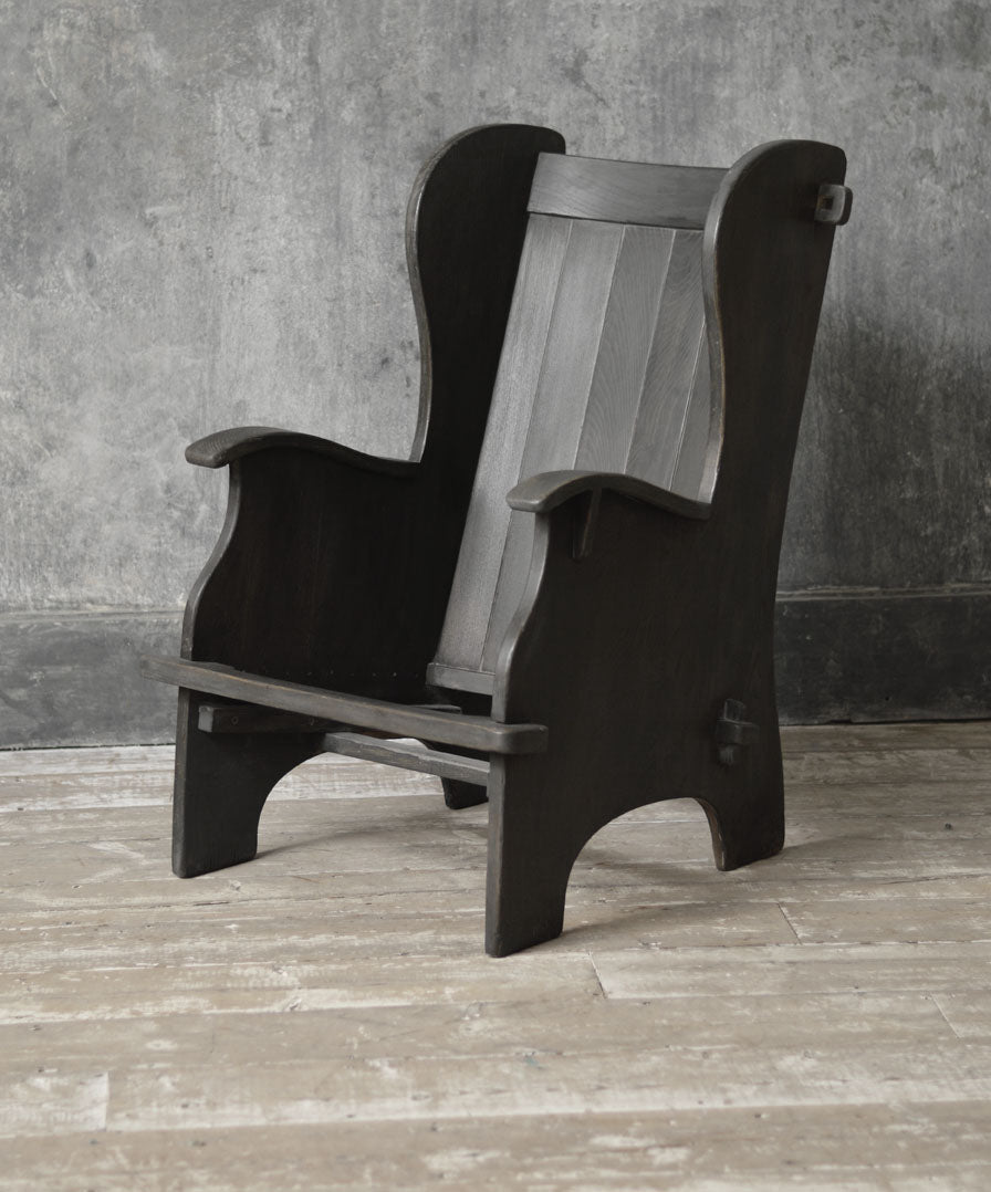 ENGLISH OAK FOLK STYLE ARMCHAIR