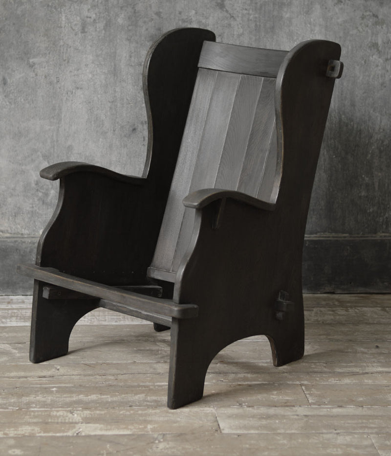 ENGLISH OAK FOLK STYLE ARMCHAIR