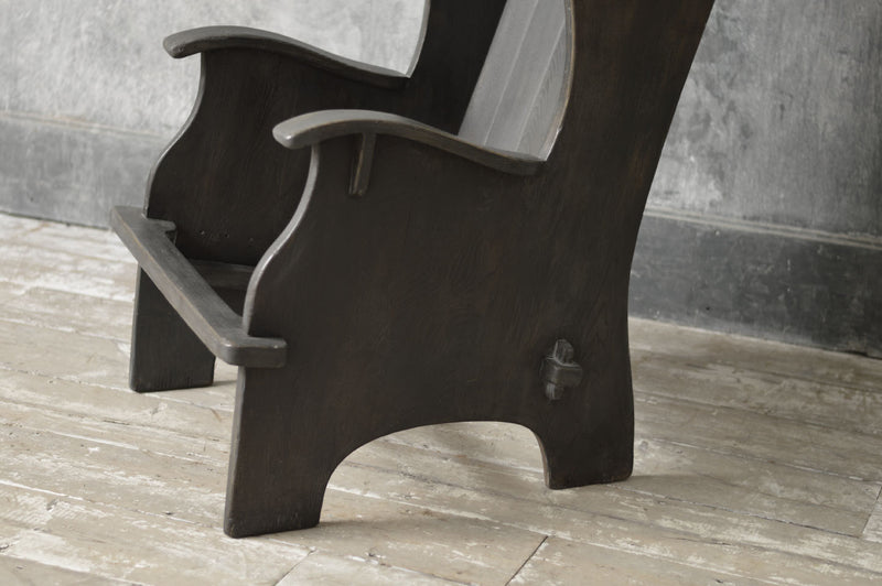 ENGLISH OAK FOLK STYLE ARMCHAIR
