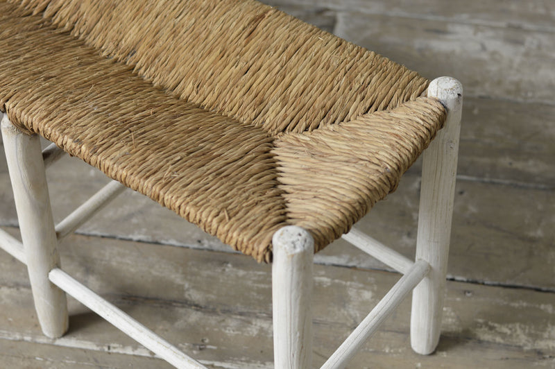 French rustic rush seat bench