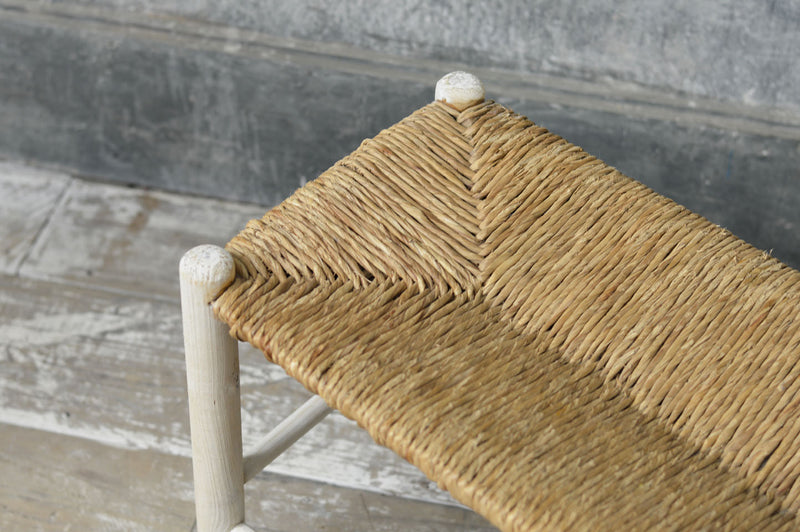 French rustic rush seat bench
