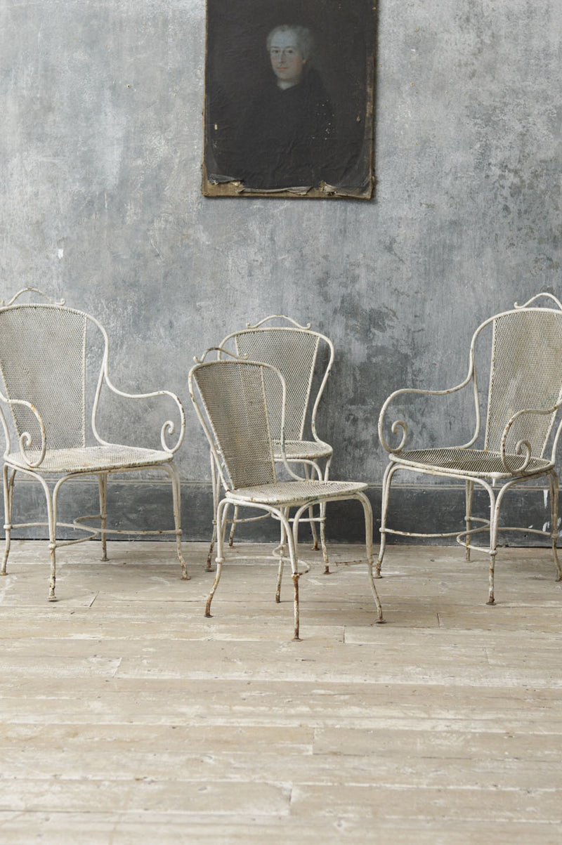 A set of French solid iron garden chairs 1920's