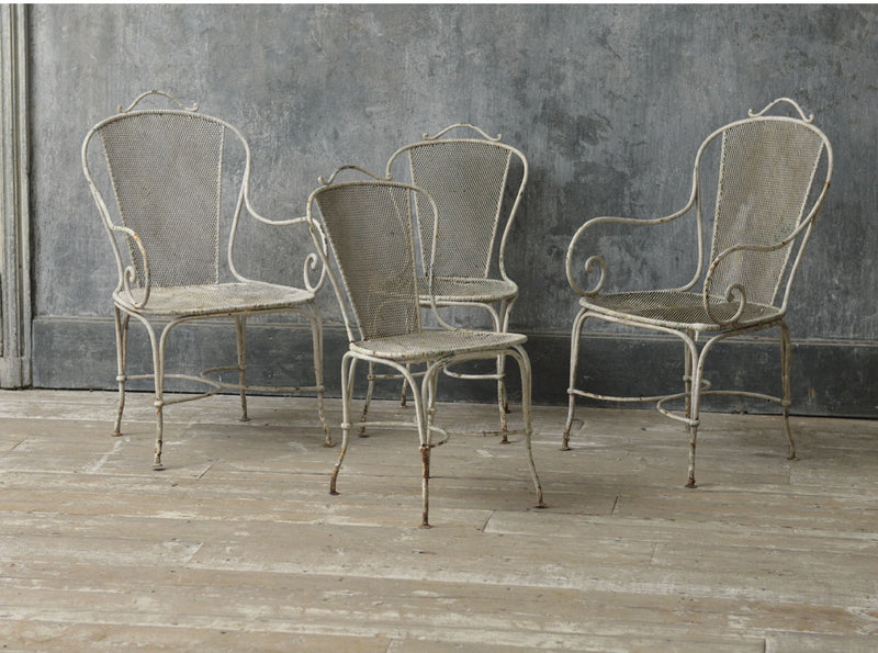 A set of French solid iron garden chairs 1920's