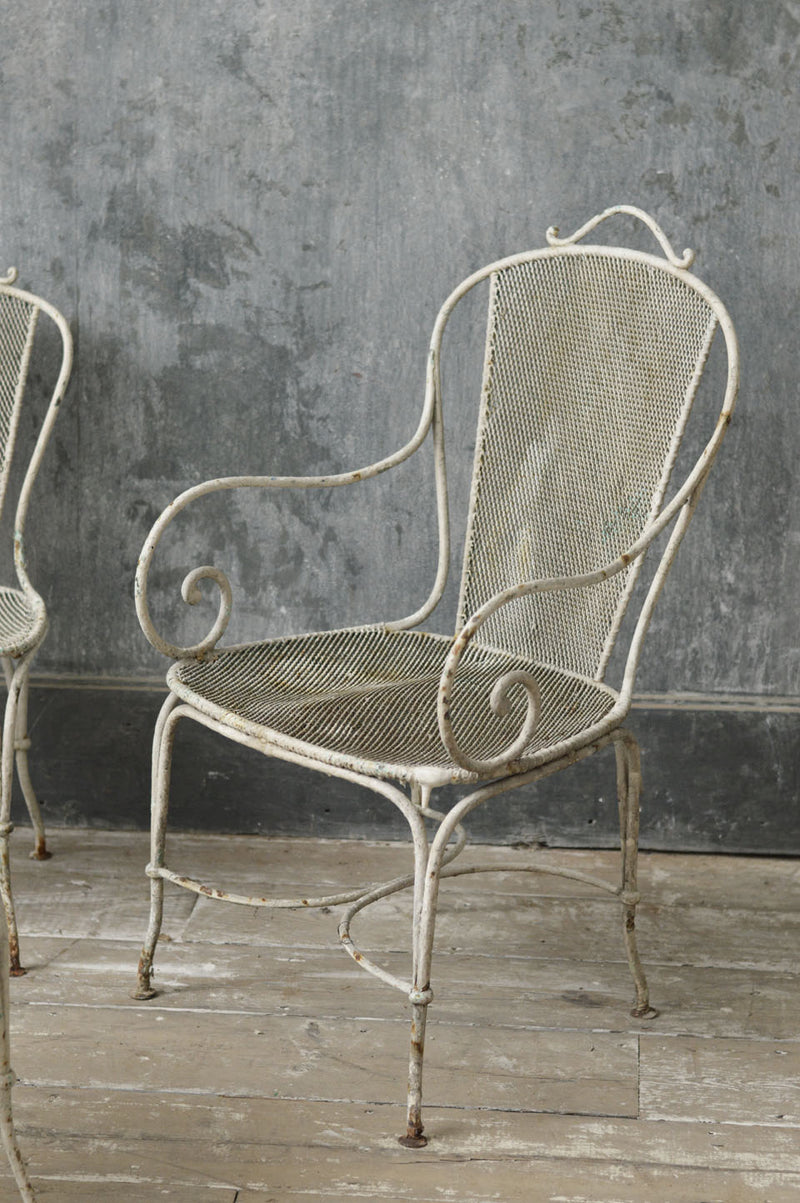 A set of French solid iron garden chairs 1920's