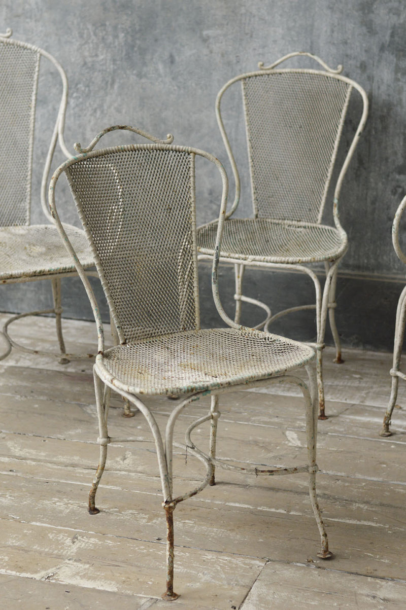 A set of French solid iron garden chairs 1920's
