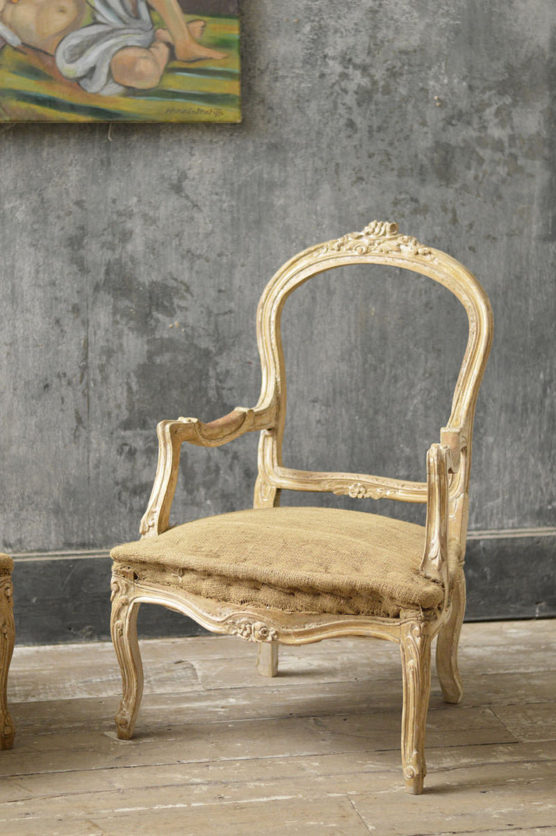 Pair of French Rococo style 19th Century carved salon chairs