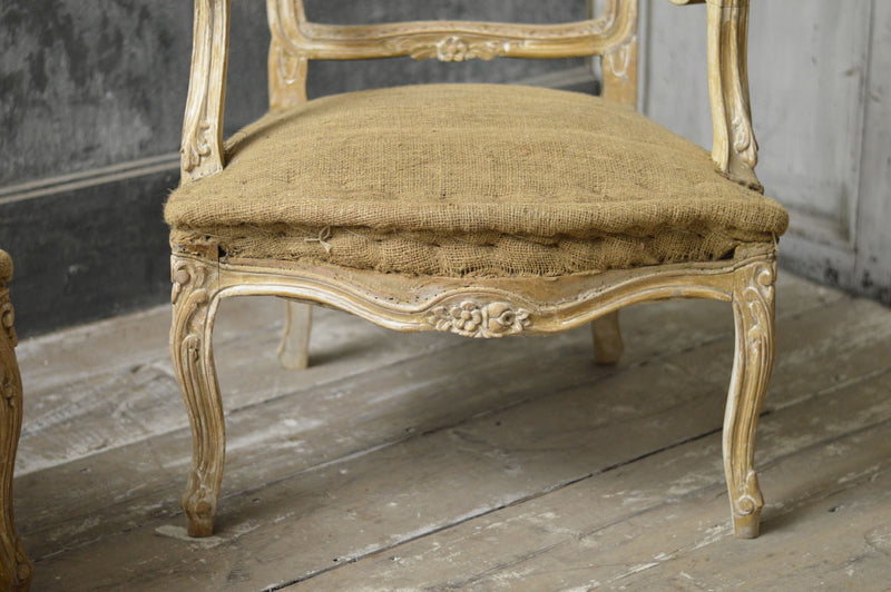 Pair of French Rococo style 19th Century carved salon chairs