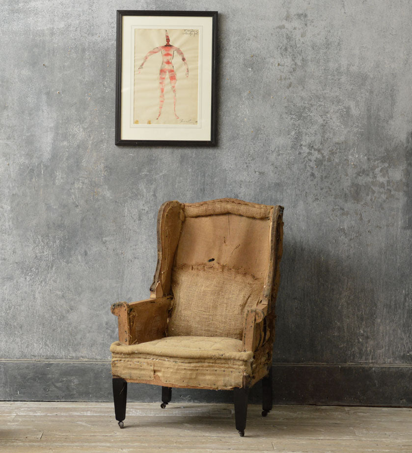 English 19th Century wing chair.