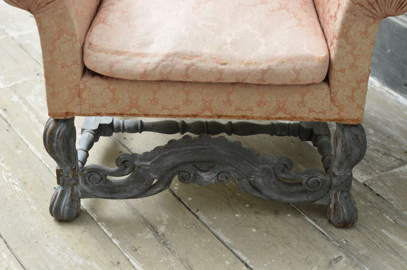 A Swedish Baroque tall back wing chair
