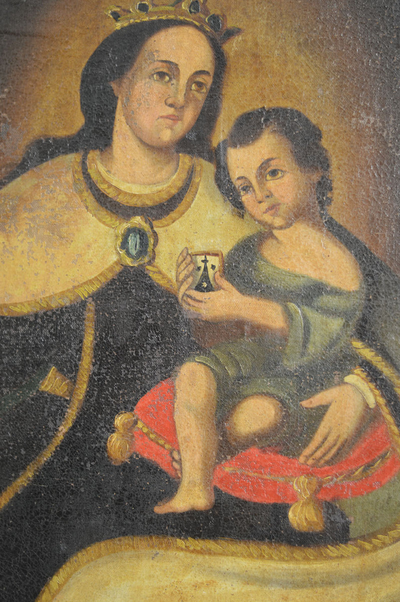 OIL ON CANVAS MOTHER AND CHILD