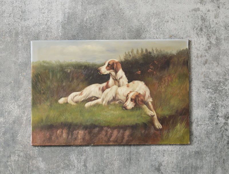 20TH CENTURY OIL ON CANVAS OF ENGLISH SETTERS