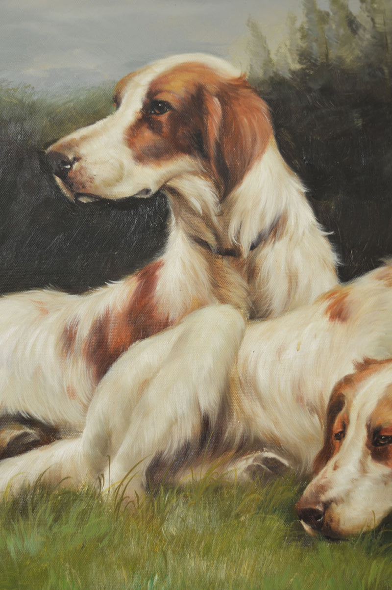 20TH CENTURY OIL ON CANVAS OF ENGLISH SETTERS