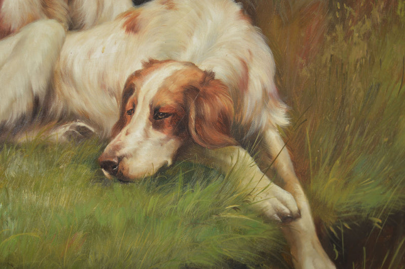 20TH CENTURY OIL ON CANVAS OF ENGLISH SETTERS