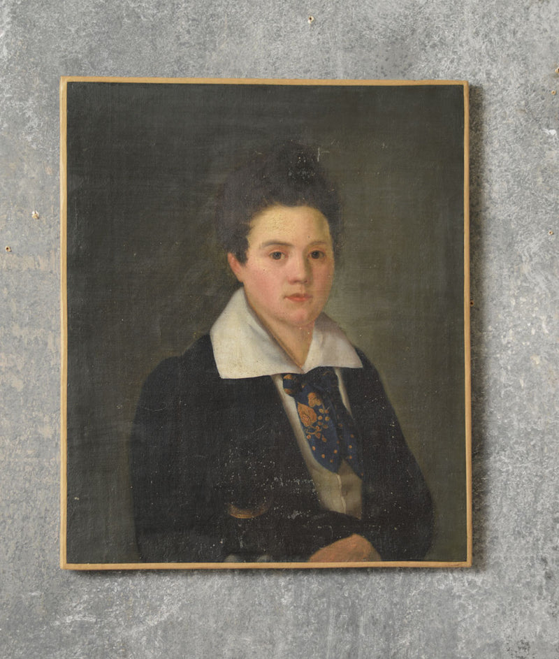 FRENCH 19TH CENTURY PORTRAIT OF A GIRL SCHOLAR
