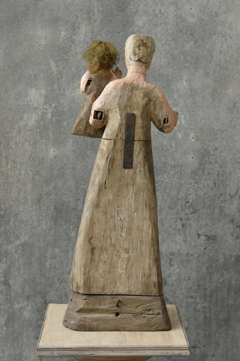 Swedish primitive carved Madonna and child