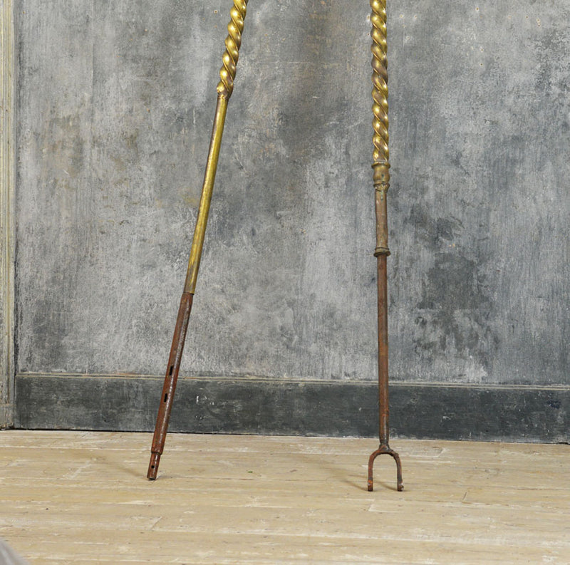 Pair of 19th Century carousel brass poles.