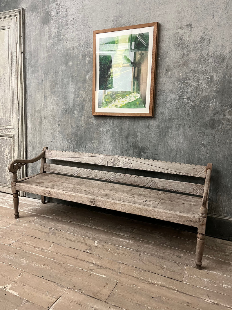 Carved Teak garden bench