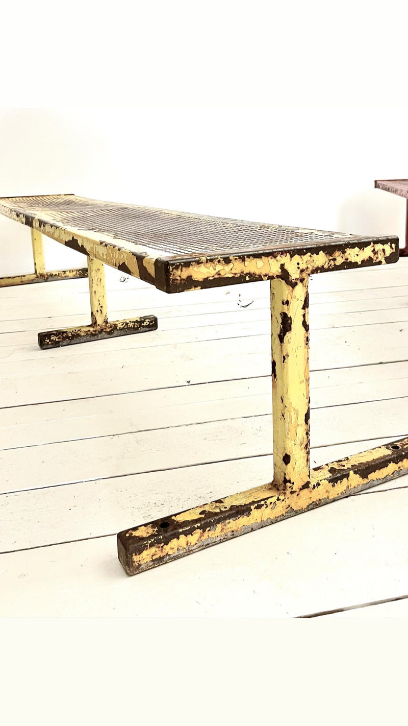 French rustic rush seat bench