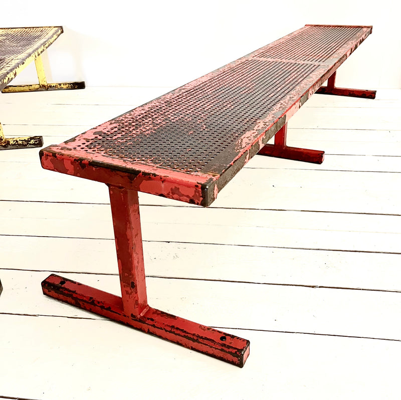 Pair of industrial metal benches