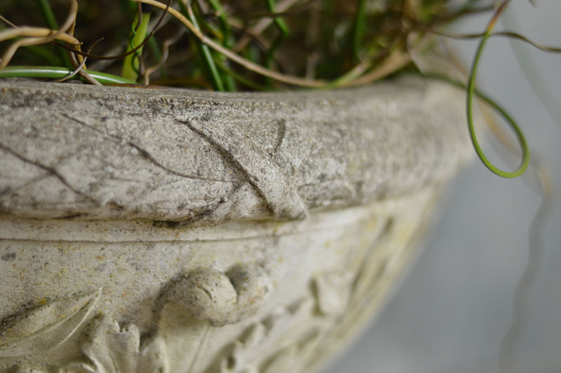 ENGLISH STONE URN ON PLINTH