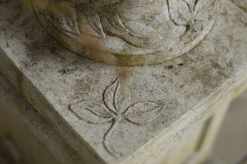 ENGLISH STONE URN ON PLINTH