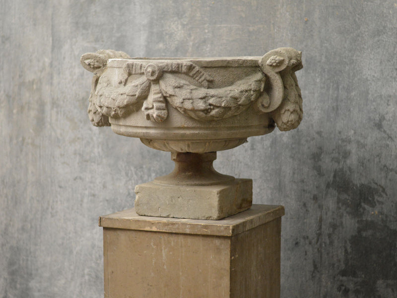 Large French 20th Century decorative composite  stone urn